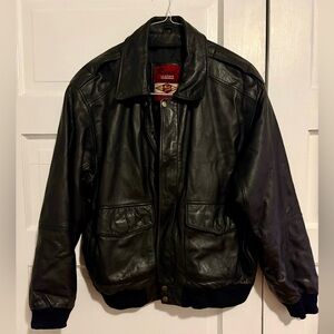 Reed Leather Men’s Black Leather Bomber Jacket Size 40 Vintage Sportswear
